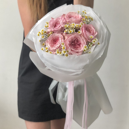 ДУОБУКЕТ ИЗ ПИНК ОХАРЫ И МАТРИКАРИИ